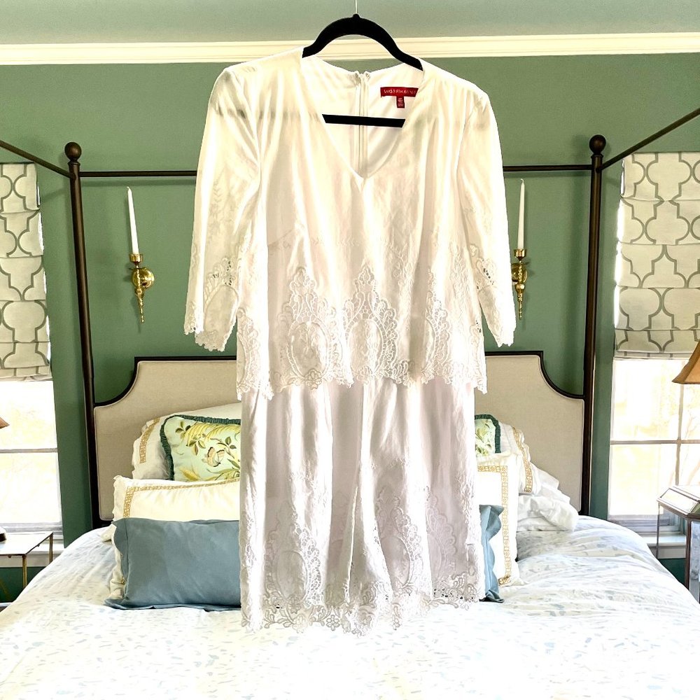 SAKS 5TH AVENUE White Embroidered Romper